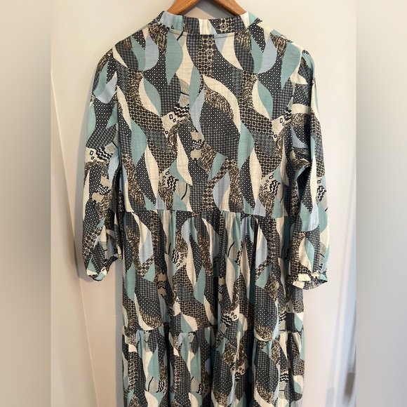 Axara Paris Patterned Blue and Black Dress S - Picture 7 of 11